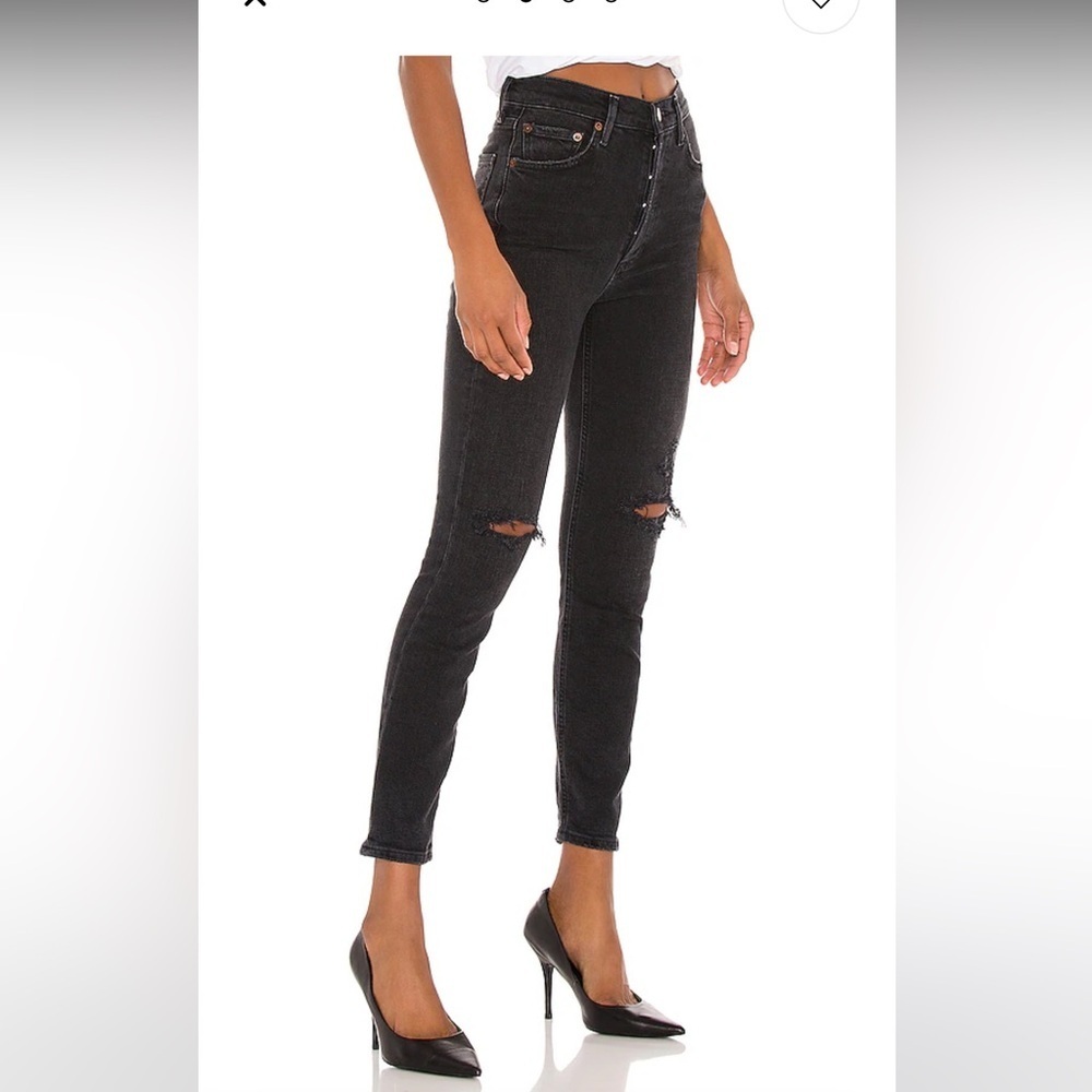Agolde Nico High Rise Slim Straight Denim Jeans Distressed In Cassette  Sz 24 - Picture 4 of 12